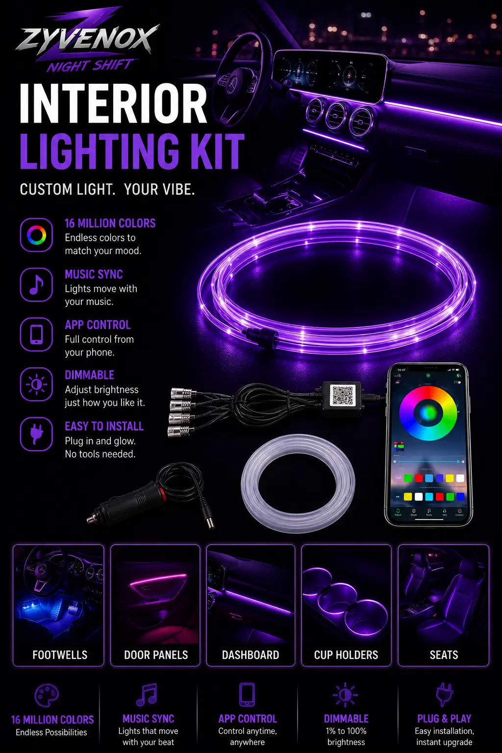 Zyvenox Nightshift Interior Lighting Kit Zyvenox NightShift