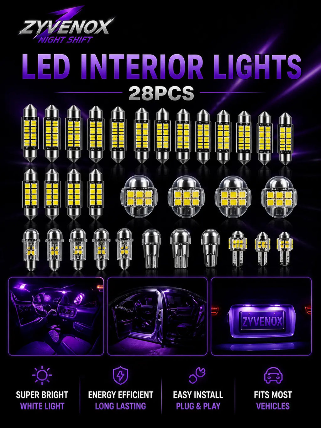 Zyvenox Nightshift LED Interior Lights 28pcs Zyvenox NightShift