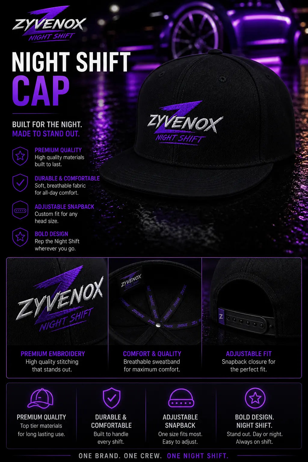 Snapback Hat Zyvenox NightShift